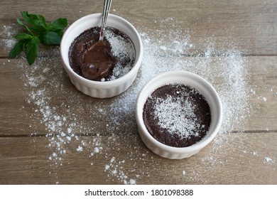 Top View Of The Baked Liquid Chocolate Soufflé