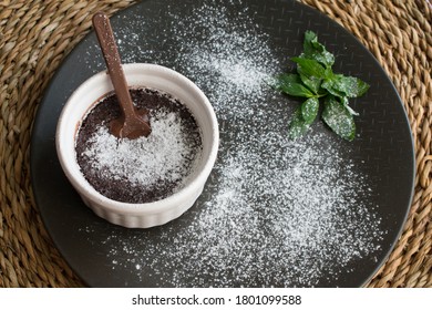 Top View Of The Baked Liquid Chocolate Soufflé