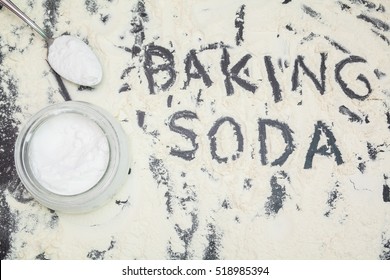 Top View Of Baking Soda And Flour