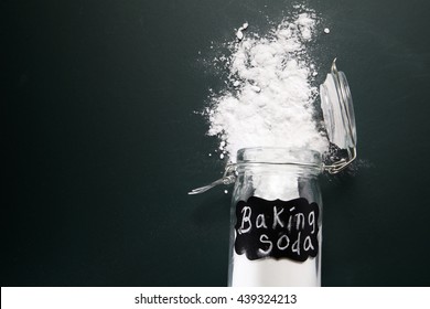 Top View Of Baking Soda On The Blackboard