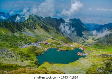 Top View Of Balea Lake In Fagaras Mountains