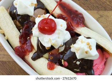 Top View Of A Banana Split