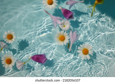 Top View Of Bath Filled With Flowers Spa Or Selfcare Concept