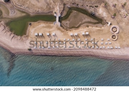 A top view for a beach located at El Gouna, Red Sea, Egypt. 