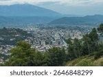 Top view from Berat city, a tourist destination in Albania, also known as the City of Thousand Windows, with its mountains in the background.
Berat, Albania - August 21st 2024.