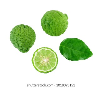 Top view of Bergamot fruit isolated on the white background.