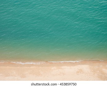 Top View Bird Eye Of Sea Sand Beach Background Concept