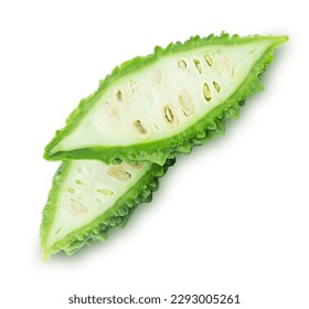 top view bitter gourd isolated on white background
