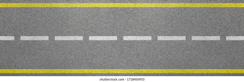 Top View Of Bitumen Road With Lanes And Limits Sign Concept