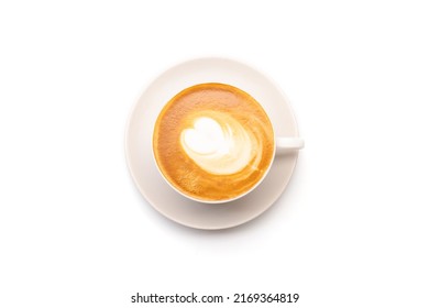 Top view black coffee or Americano in white cup isolated on white background