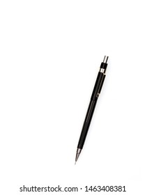 Top View Black Mechanical Pencil On A White Background