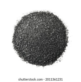 Top view of black natural salt isolated on white