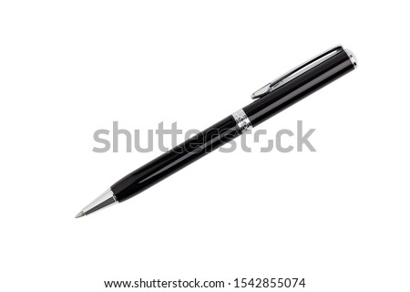 Top view Black pen isolated on white background