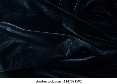 Top View Of Black Velvet Textile As Background