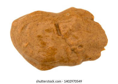 Top View Of A Blob Of Almond And Coconut Butter Isolated On A White Background.