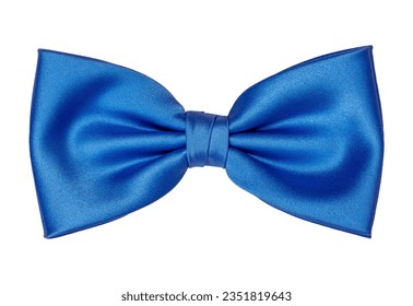 top view of blue bow tie, isolated on white background