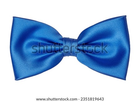 top view of blue bow tie, isolated on white background
