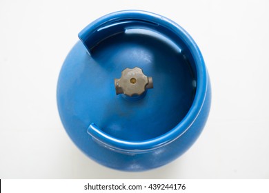 Top View Of Blue Gas Balloon On A White Background.