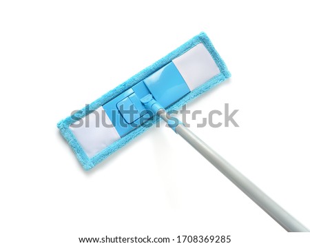 Top view of blue plastic mop isolated on white Imagine de stoc © 