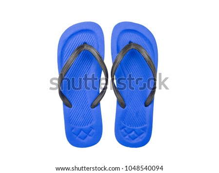 Top view blue sandal on white background