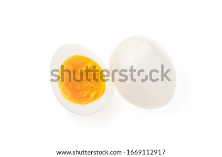 Top view of boiled egg isolate on white background cutout