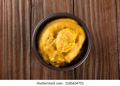 Vatapá In A Top View Bowl. Traditional Afro-Brazilian Bahian Food.