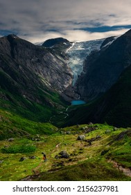 Top View Of Briksdal Glacier