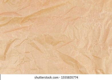 Top View Brown Crumpled Baking Paper Background Texture