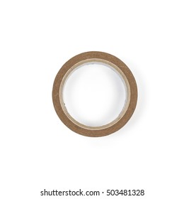 Top View Brown Paper Tape On White Background