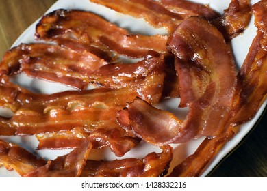 Top View Of Brown Sugar Bacon Slices.