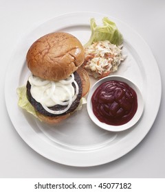 Top View Burger On The Plate