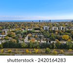 Top view of Burlington, Ontario in fall. 
