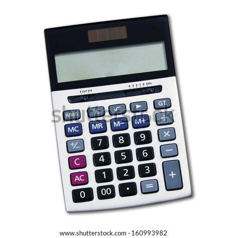 Top view of a calculator isolated on white background