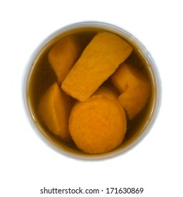 A Top View Of A Can Of Naturally Moist And Tasty Canned  Yams On A White Background.