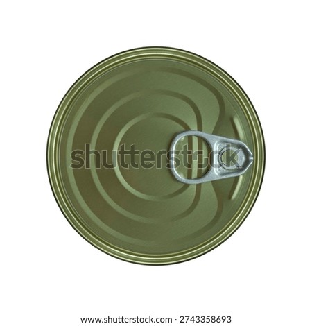 Top view Canned fish with a pull-tab lid isolated on white background