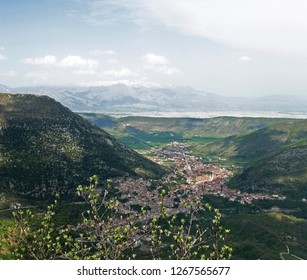 top view of Capistrello, a small village in Abruzzo (Italy) - Shutterstock ID 1267565677