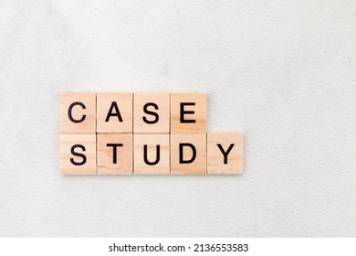 Top view of Case Study word on wooden cube letter block on white background. Business concept