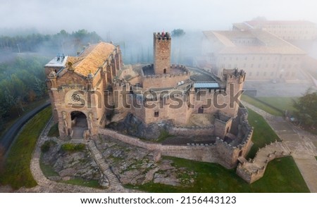 Top view of the castle Castillo de Javier. Huesca Province. Aragon. Spain