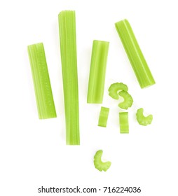 Top view of celery isolated on white background - Shutterstock ID 716224036