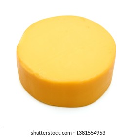 Top View Of Cheese Wheel Isolated