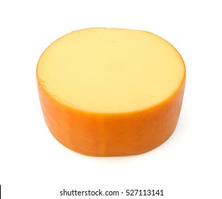 Top View Of Cheese Wheel Isolated