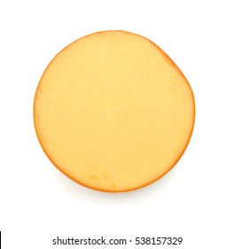 Top View Of Cheese Wheel Isolated