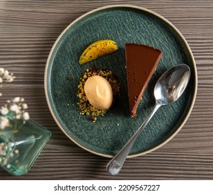 Top view of a chef gourmet dessert. Beautiful and tasty dessert on a plate. - Shutterstock ID 2209567227