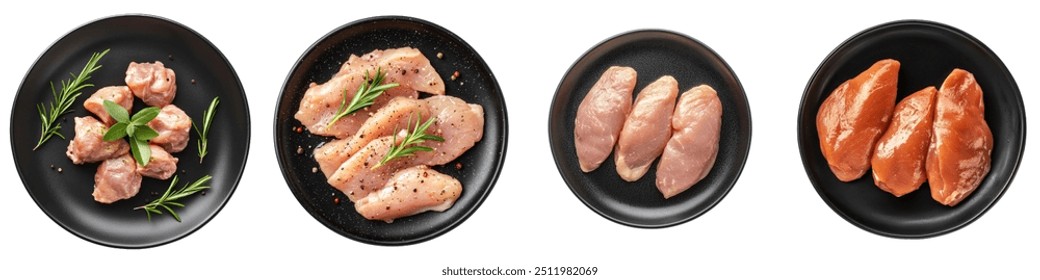Top view of the chicken breast on a transparency background