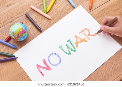 Top View Children Hand Is Writing 