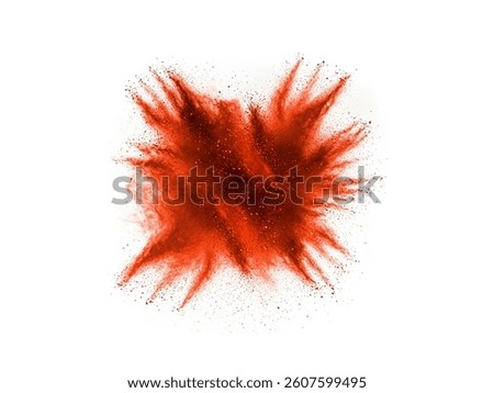 Top view chilli powder explosion isolated on white background.