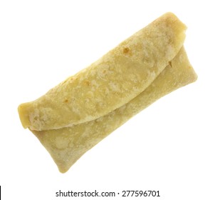 A Top View Of A Chimichanga Chicken Cheese Burrito Wrap.