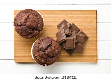 The Top View Of Chocolate And Muffin