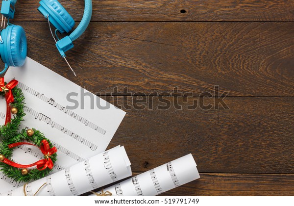 Top View Christmas Music Note Paper Royalty Free Stock Image