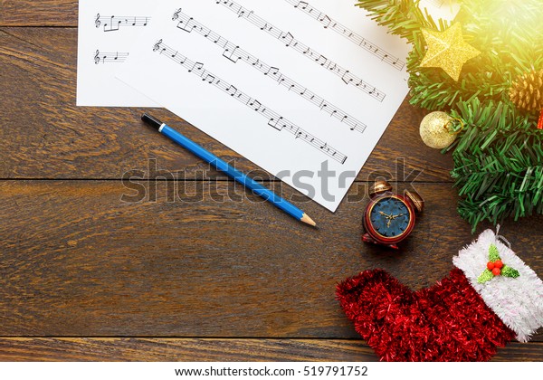 Top View Christmas Music Note Paper Royalty Free Stock Image